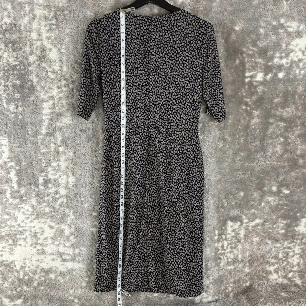 Ralph Lauren Size 4 Black Label Floral Tropical Knee Length Sheath Navy Gray Zip